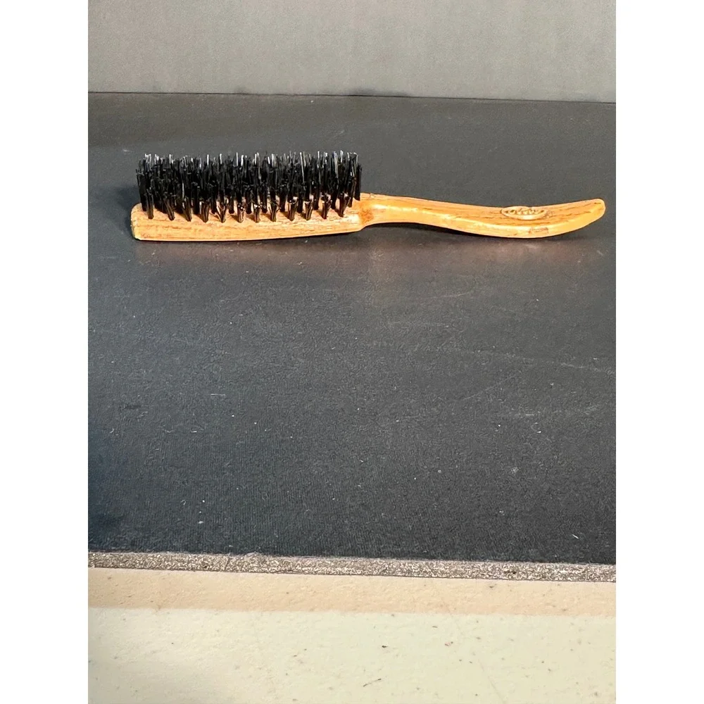 Vintage Goody Hair Brush Faux Wood Grain Handle Firm Black Bristles USA Made 8